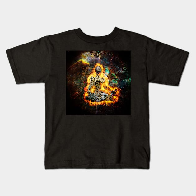 Meditation in Vivid Space Kids T-Shirt by rolffimages